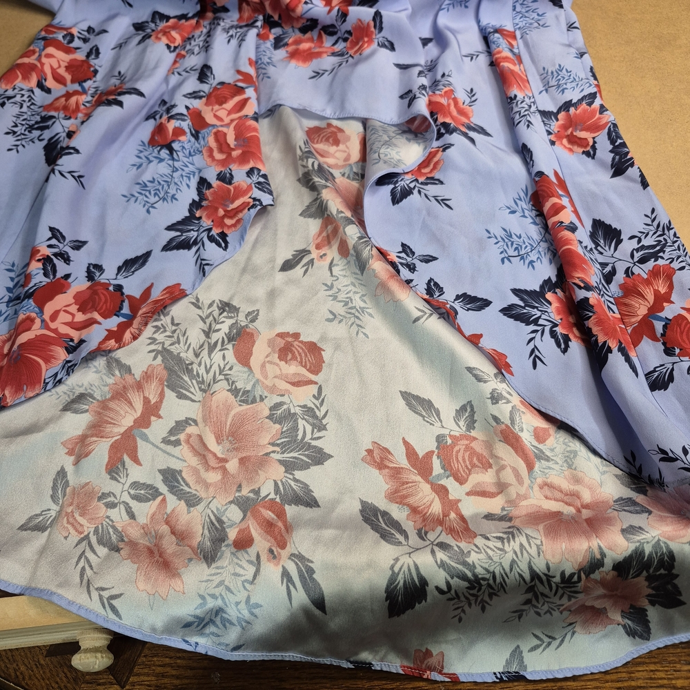Parker Light Blue and Red Floral Silk Maxi Dress - Picture 2 of 11